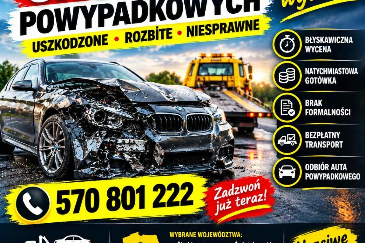 Skup aut powypadkowych – uszkodzone, rozbite, niesprawne/ SZYBKA WYCENA