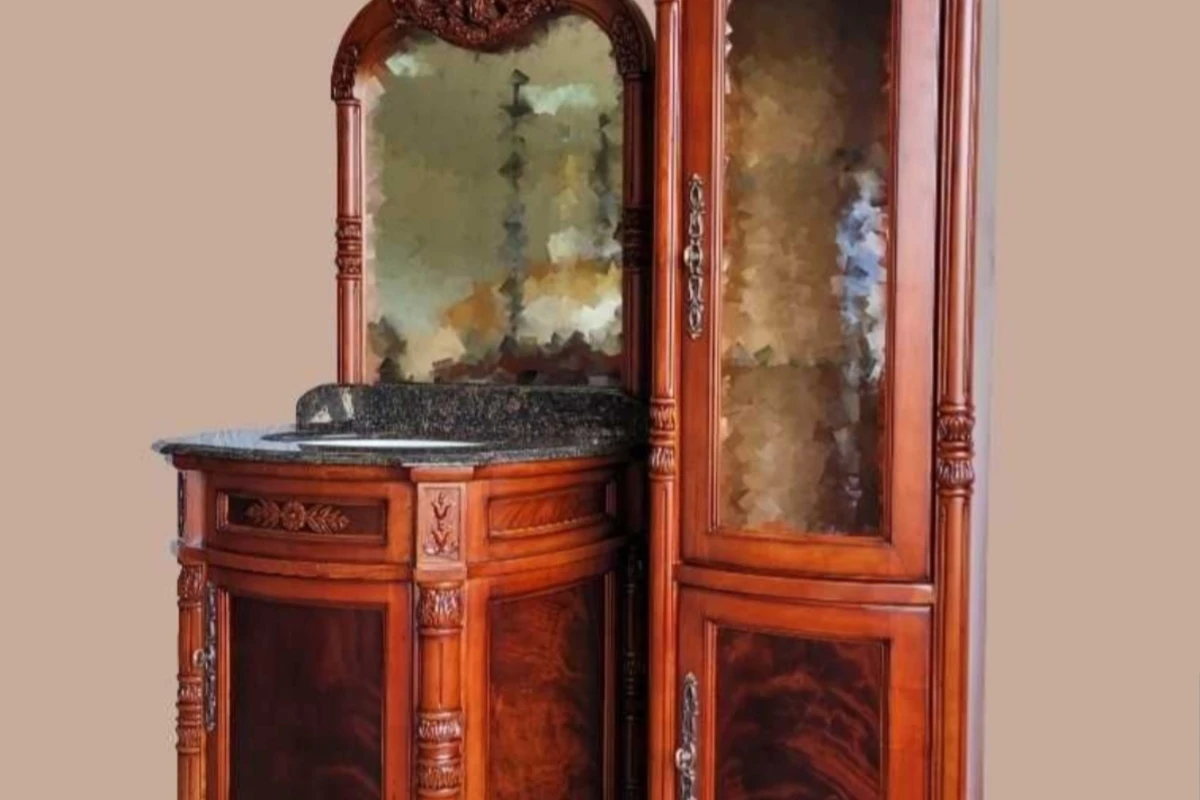 NOWY komplet łazienkowy DREWNO + MARMUR RETRO / VINTAGE