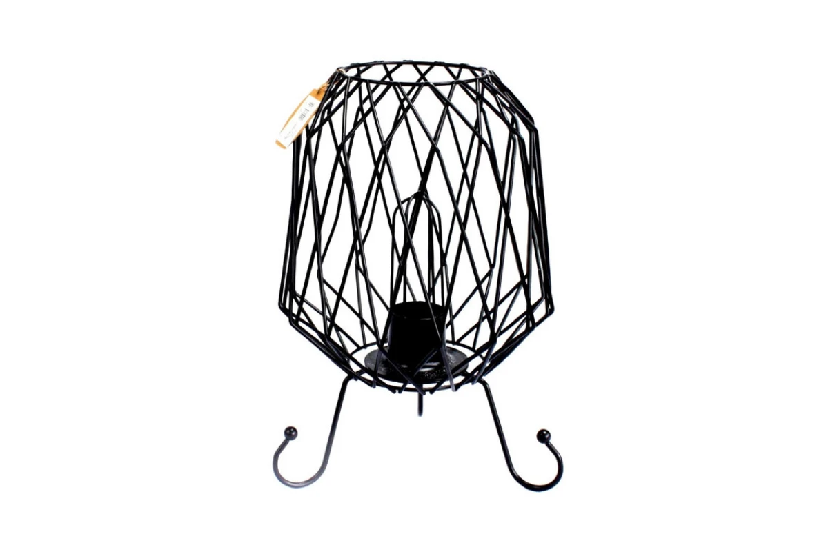 Lampa solna z białą solą himalajską w metalowym koszu 27 cm